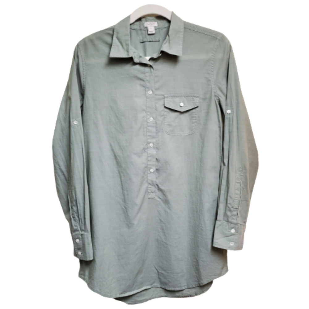 J.Crew 100%‎ Cotton Sage Green Popover Shirt XS